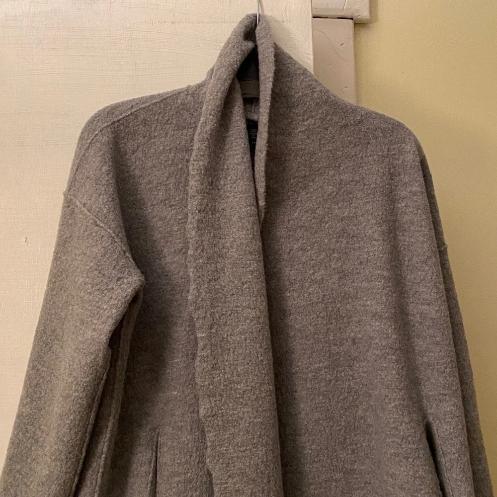 Eileen Fisher 💯 Wool Beautiful Wrap Sweater Jacket Pockets Used Condition - Picture 3 of 14